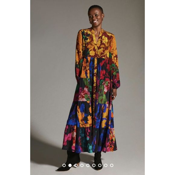 New Anthropologie Siddhartha Bansal Button-Front Maxi Dress sz Small - Picture 2 of 10